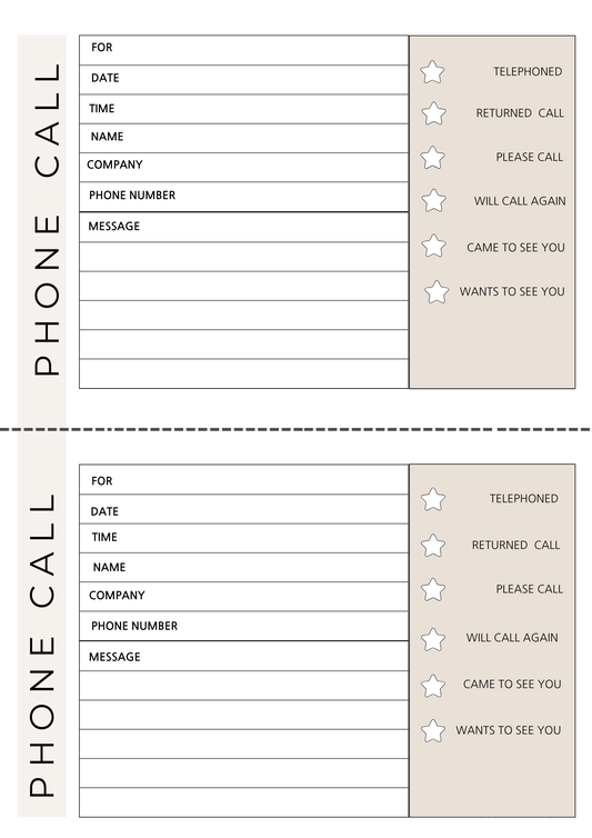 Telephone Message Sheet